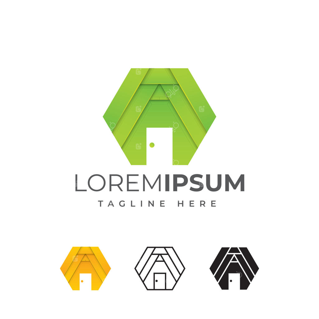 طراحی لوگوی خانه شش‌ضلعی به صورت وکتور