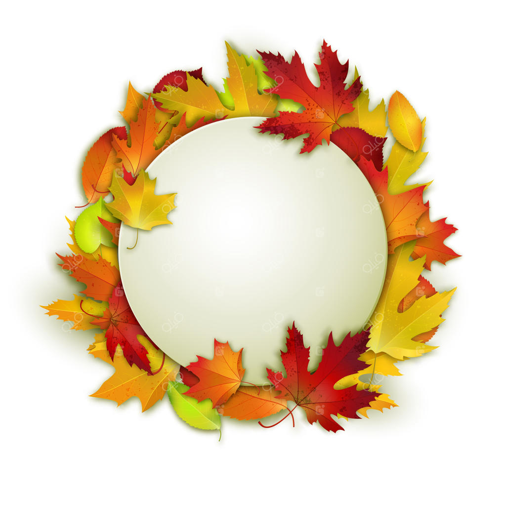 برگ‌های رنگارنگ پاییزی و سفیدی در دایره