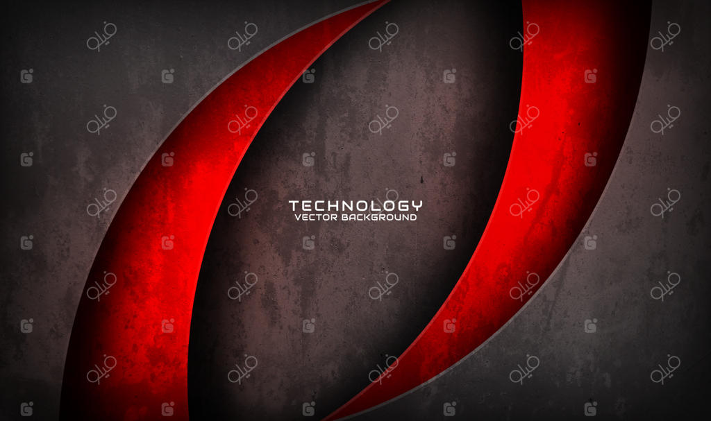 پس‌زمینه سه‌بعدی انتزاعی فناوری با سبک خشن و لایه‌های خاکستری بر روی فضایی تاریک با تزئینات قرمز داغ. ایده‌ای مدرن برای طراحی گرافیک به سبک برجسته برای بنر، بروشور، کارت یا جلد بروشور.