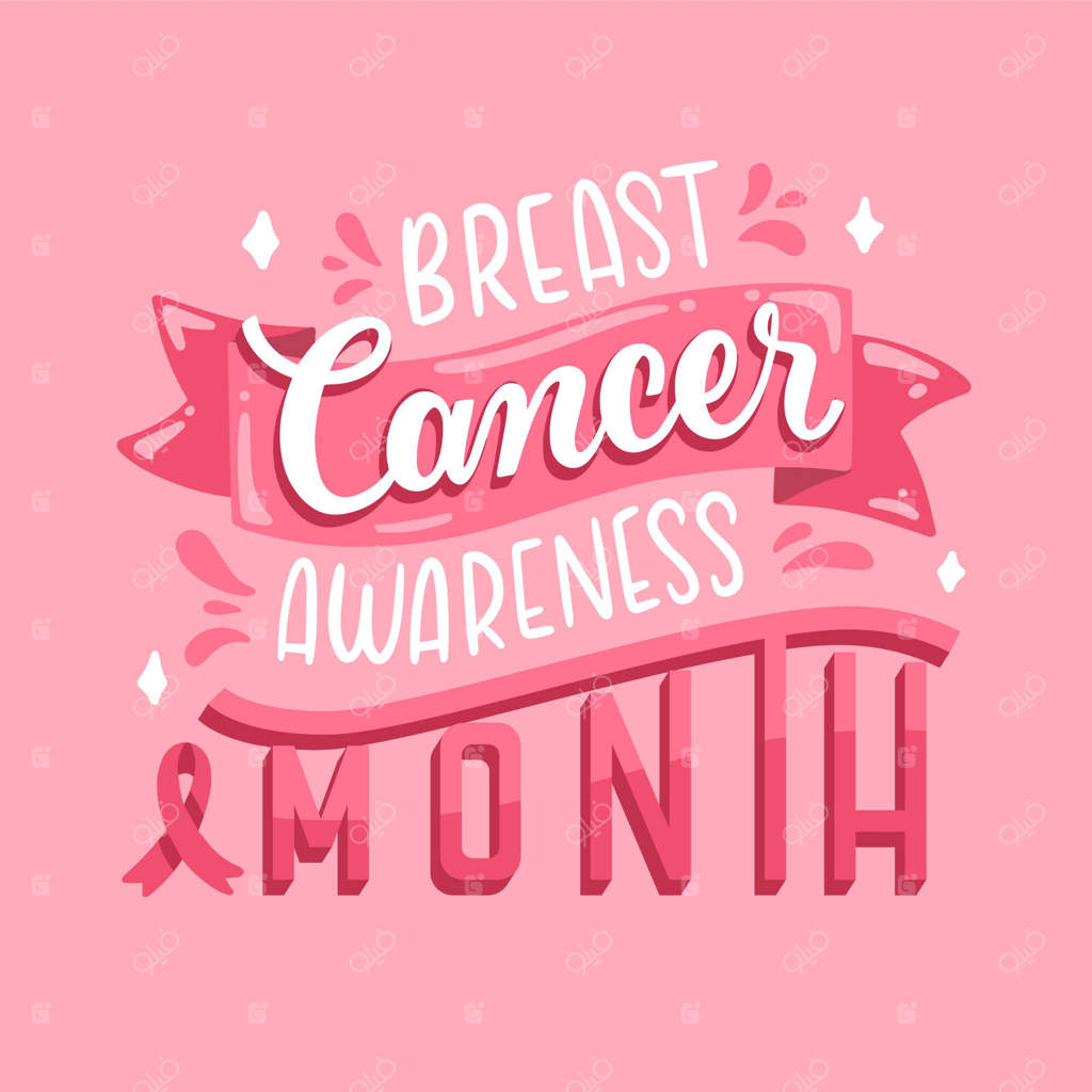 طراحی دستی نوشته ماه آگاهی از سرطان سینه