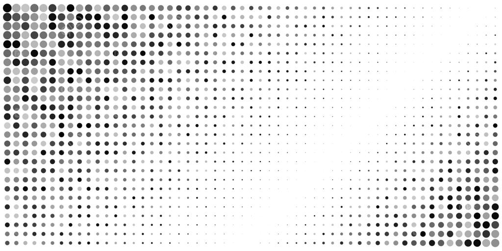 طرح آبستره نقطه‌پولکا. الگوی هندسی سیاه و سفید. بافت شبکه پیکسلی نیم‌تُن. گرادیان ملایم اشکال. اثر کمیک پیوسته. موزاییک دایره‌ای پراکنده. افول سبک پاپ‌آرت قدیمی.