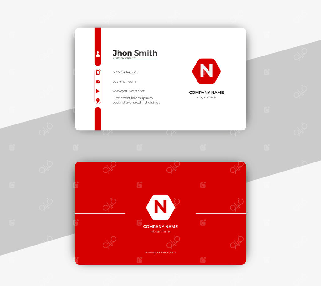 قالب کارت ویزیت مدرن قرمز و سفید