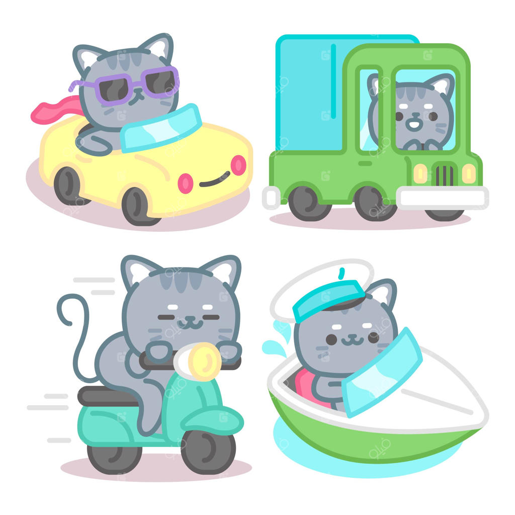 مجموعه برچسب‌های حمل و نقل با تومومی گربه