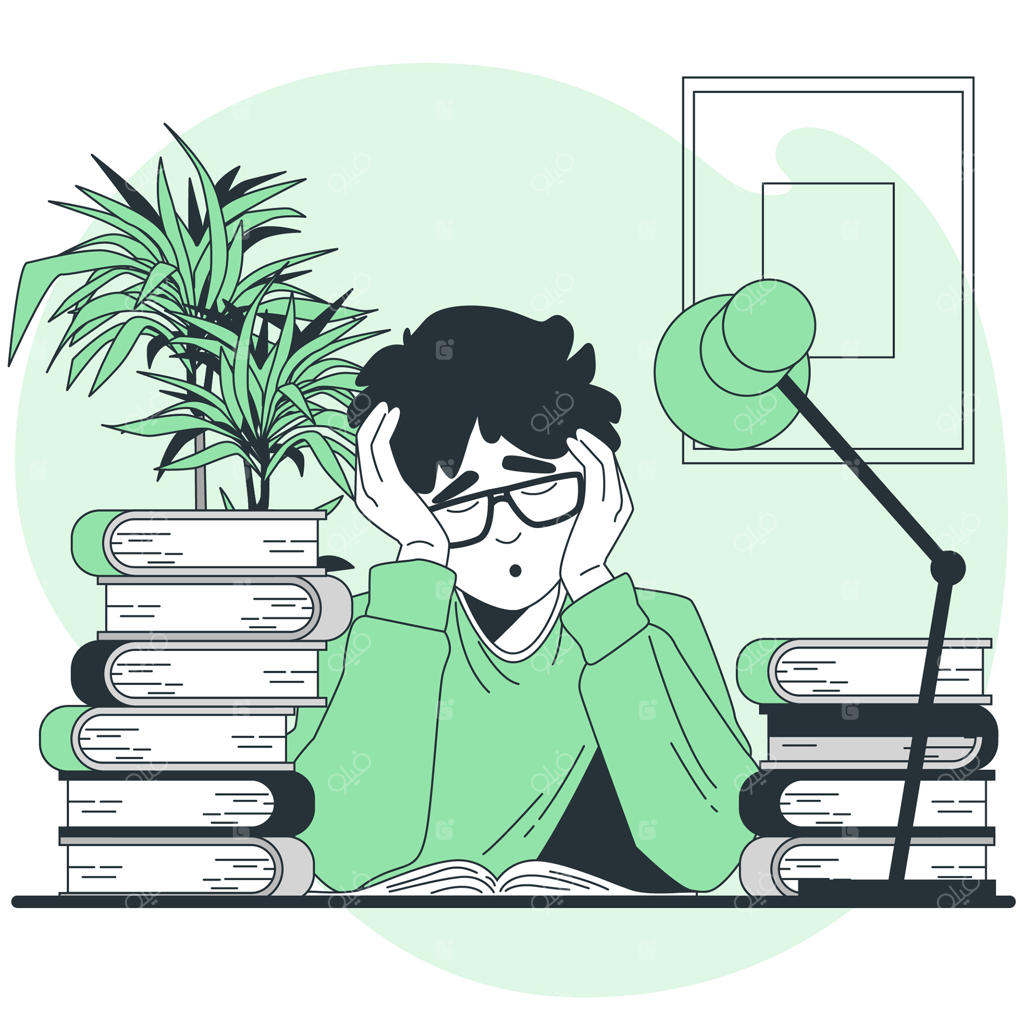 تصویرسازی مفهوم دانشجوی خسته