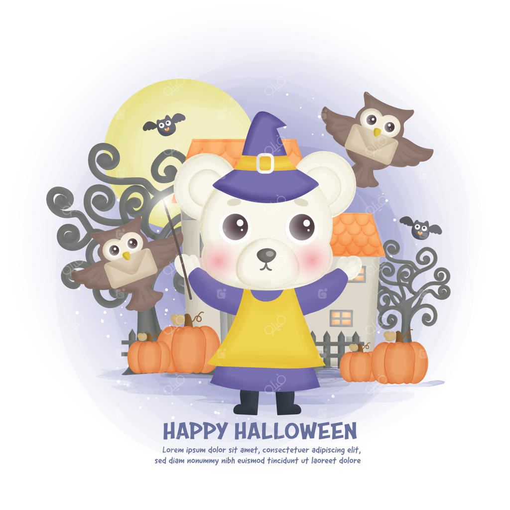 پس‌زمینه‌ی خانه‌ی وحشت هالووین با حضور یک ساحره.