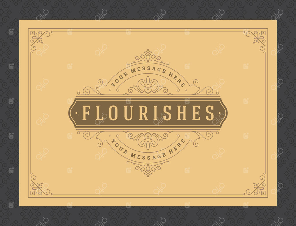 کارت تبریک کلاسیک با طراحی قاب و تزئینات کالیگرافی و نقوش زیبا