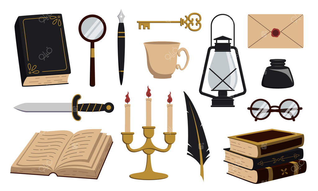 مجموعه وکتور سبک دارک آکادمیا بر روی پس‌زمینه سفید