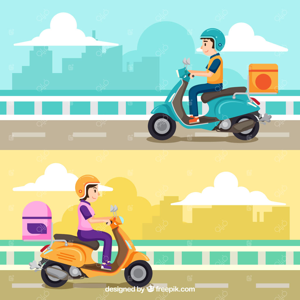 مجموعه جذاب از مفهوم تحویل با اسکوتر