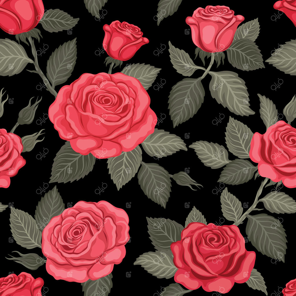 پترن چشم‌نواز گل‌های رز قرمز برای دکوراسیون و طراحی حرفه‌ای وکتور