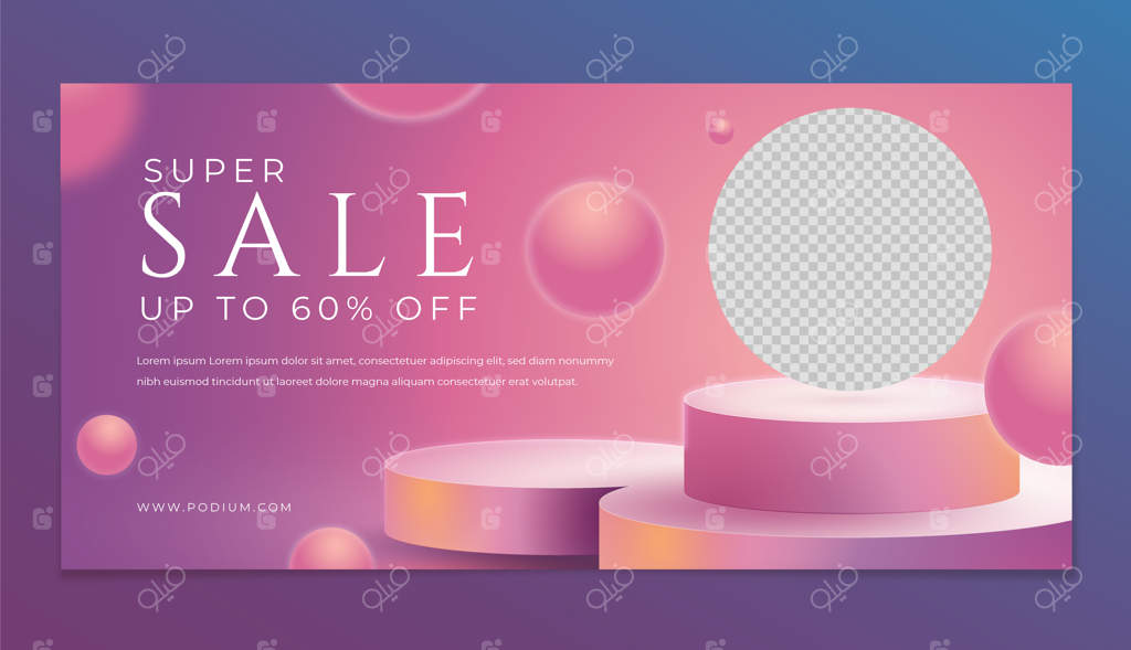 قالب بنر افقی پودیوم گرادیانت