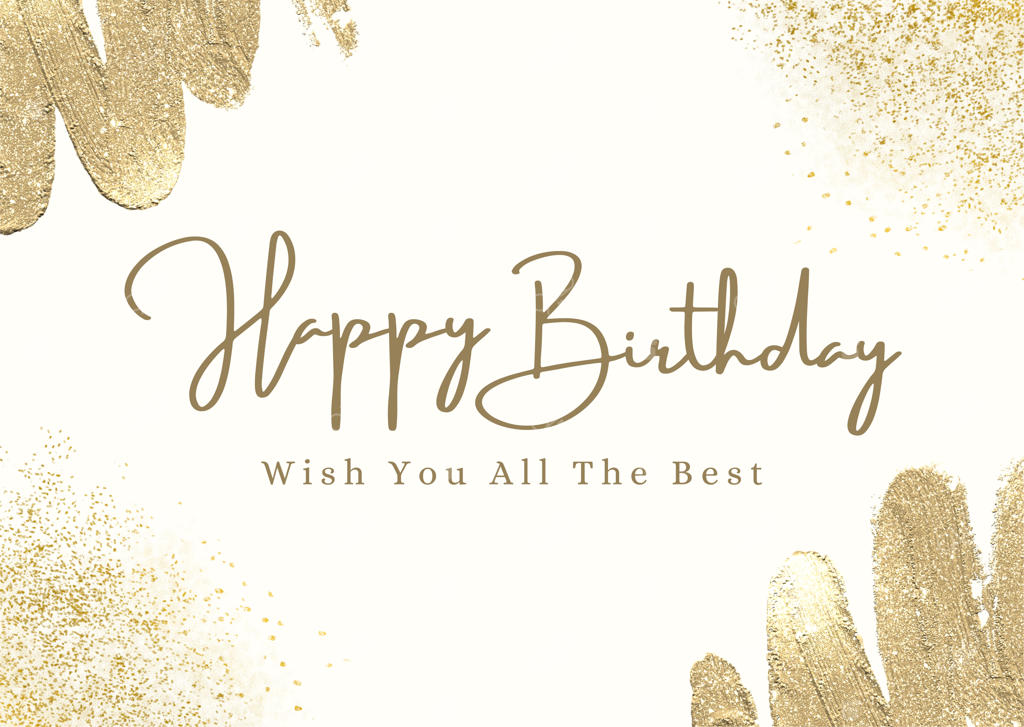 کارت پستال تبریک تولد با استایل طلایی و هنری