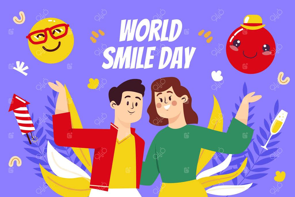 تصویرسازی روز جهانی لبخند به سبک نقاشی دستی