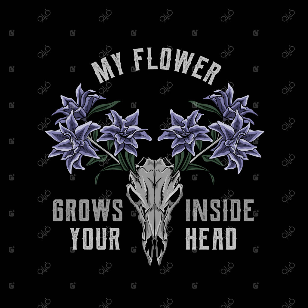 جمجمه یک سر تاکسیدرمی با شاخ‌های گل‌دار