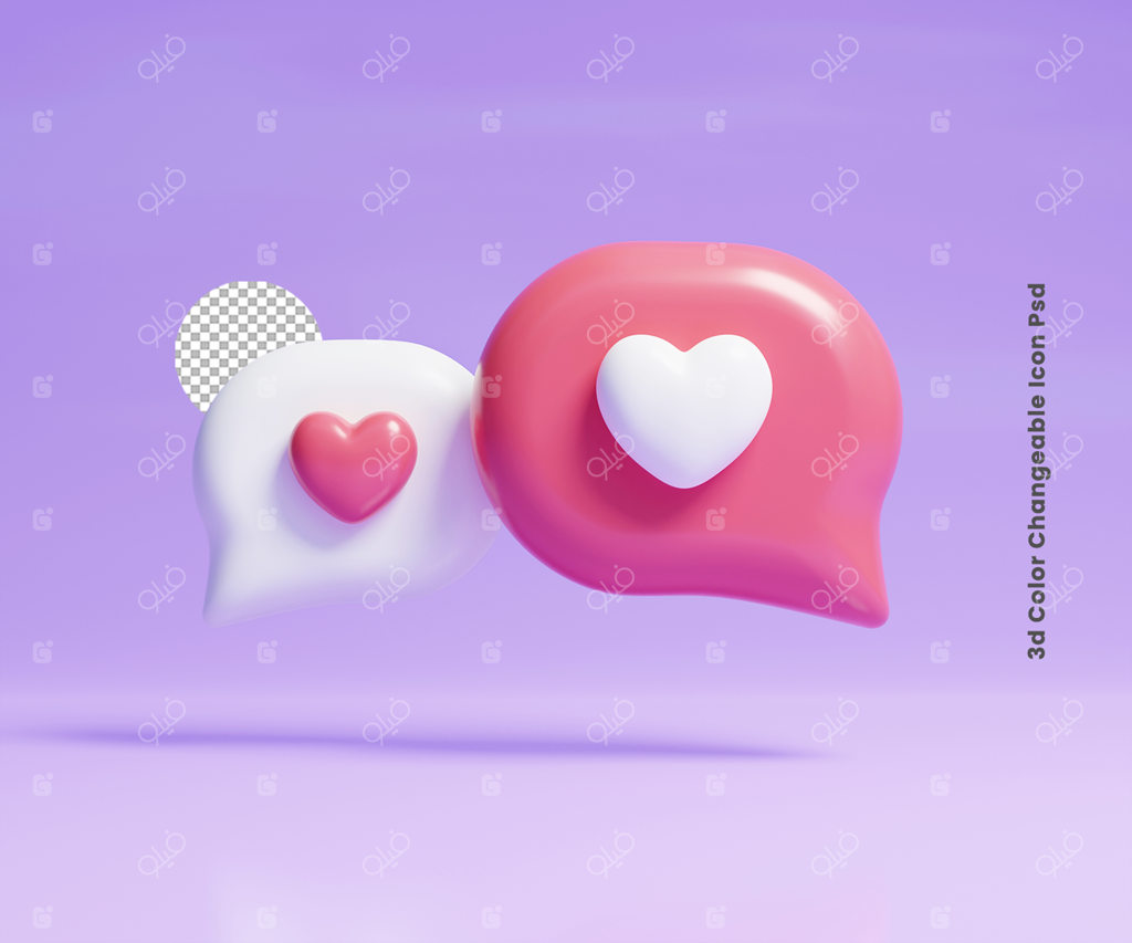 تصویرسازی سه‌بعدی آیکون لایک اینستاگرام و شبکه‌های اجتماعی