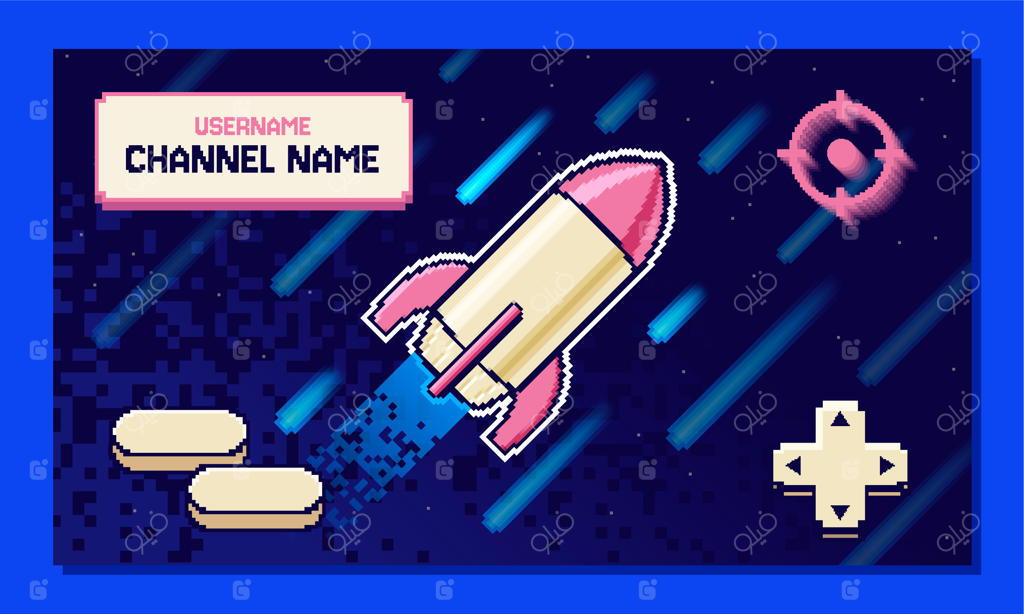 قالب طراحی بنر توییچ با سبک پیکسلی