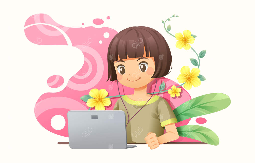 زن طراح گرافیک مشغول کار با لپ‌تاپ