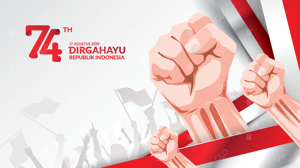 ۱۷ اوت. کارت تبریک روز استقلال اندونزی با دستان گره‌کرده، نماد روح آزادی. مناسب برای بنر و پس‌زمینه. - وکتور