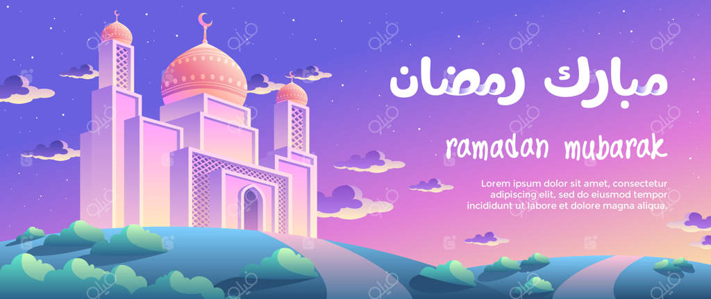 بنر آسمان گرگ و میش ماه رمضان مبارک