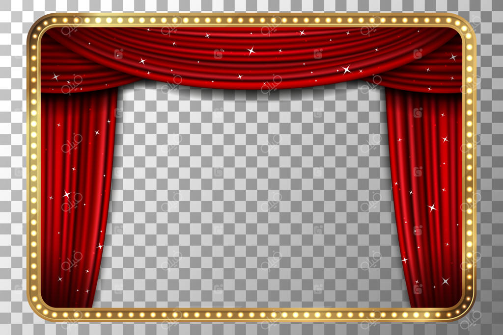 قاب طلایی قدیمی با پرده قرمز