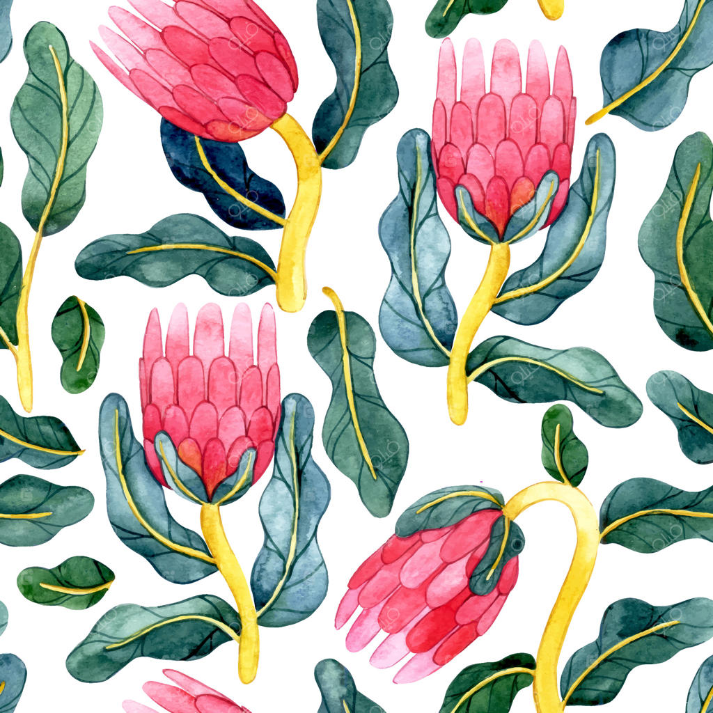 طرح حرفه‌ای برداری پترن گل و برگ به رنگ صورتی زنده