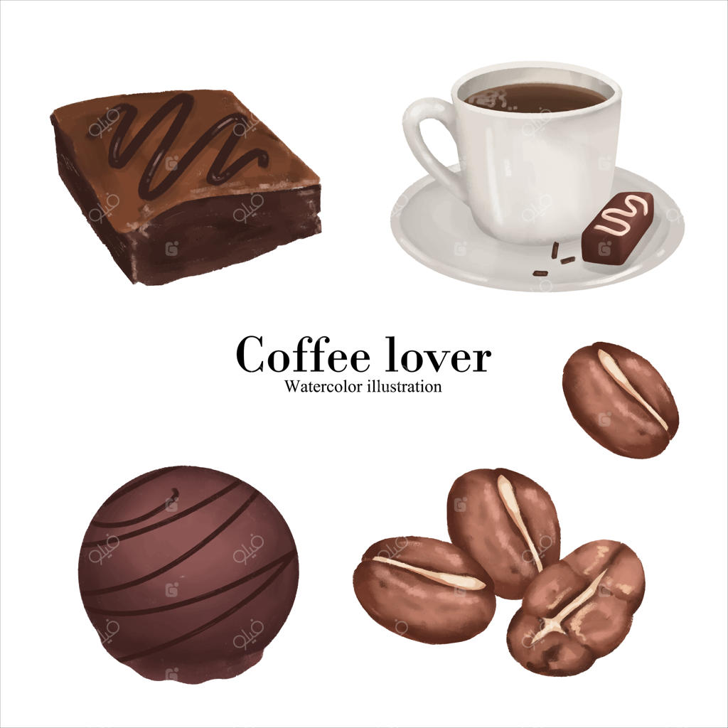 تصویرسازی آبرنگی وکتور: لیوان قهوه برای عاشقان قهوه