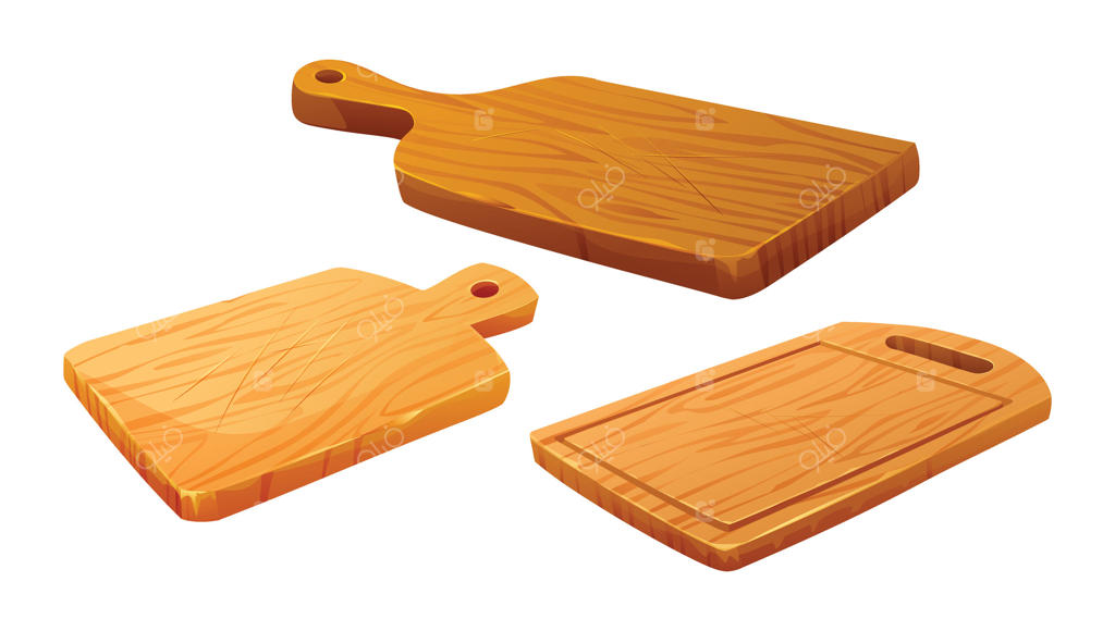 طرح کارتونی تخته‌های آشپزی چوبی - وکتور و ایزوله بر زمینه سفید