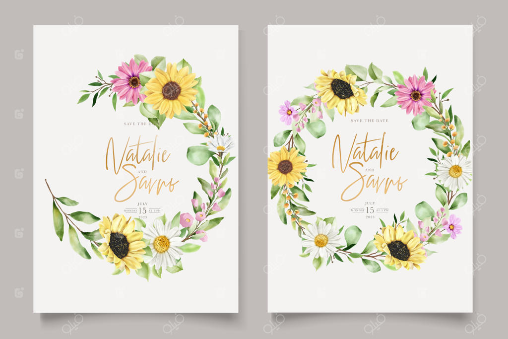 ست کارت دعوت گل آبرنگی