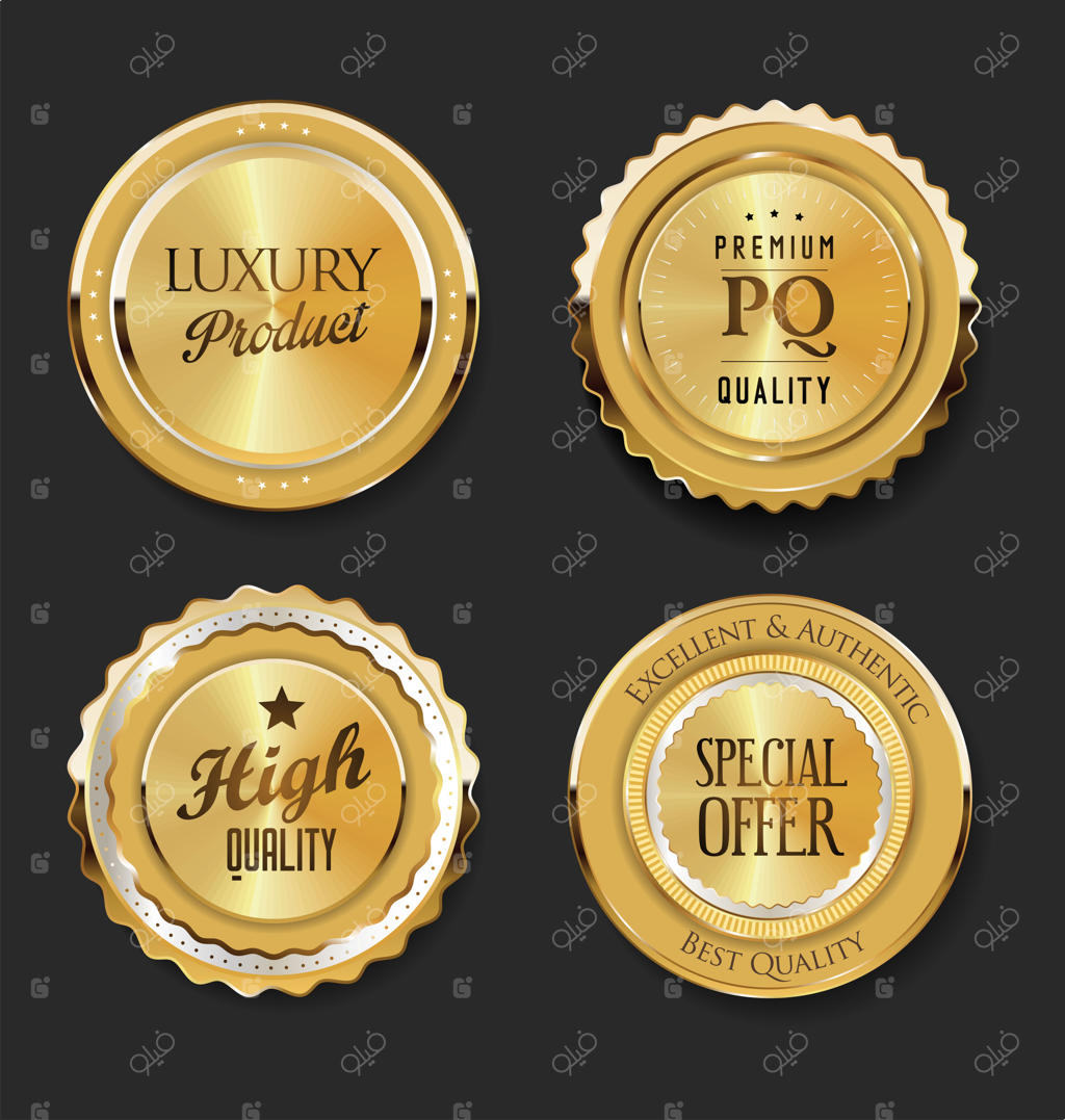 نشان‌ها و برچسب‌های طلایی لوکس و ممتاز