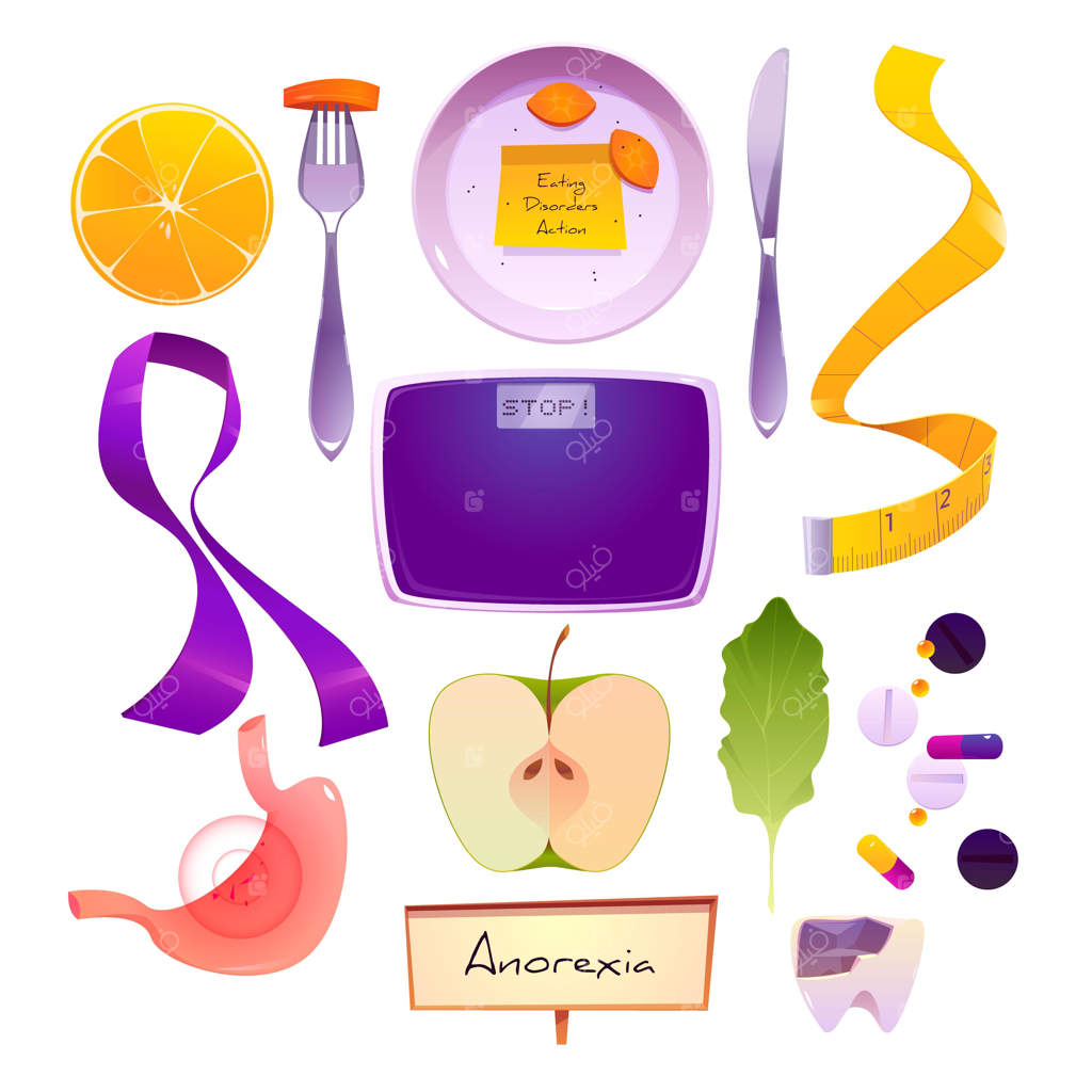 مجموعه آیتم‌های روز اقدام برای اختلالات تغذیه در دنیای کارتونی