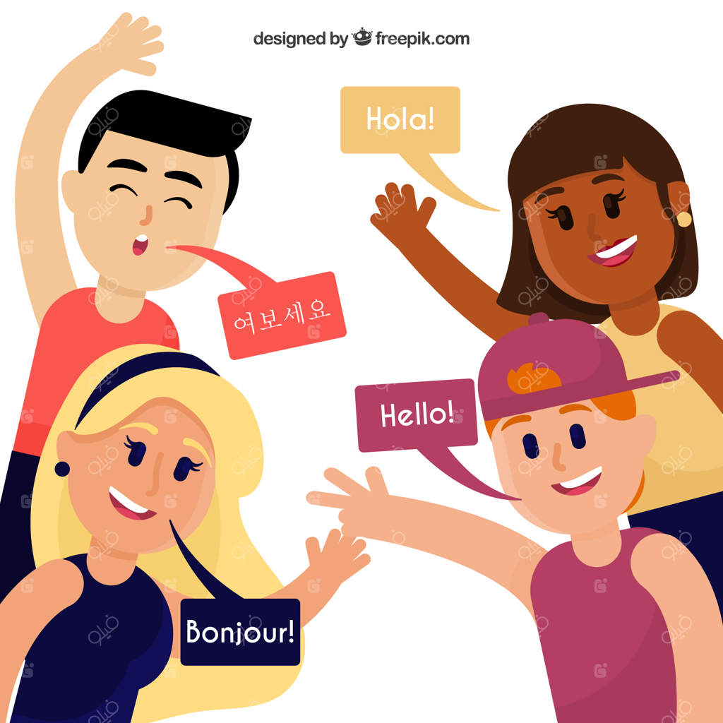 افراد خوشحال با زبان‌های مختلف در طراحی تخت