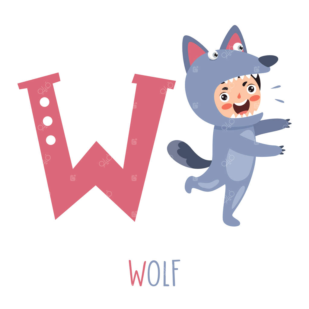 شخصیت حیوان در لباس حیوانی حروف الفبا را نشان می‌دهد