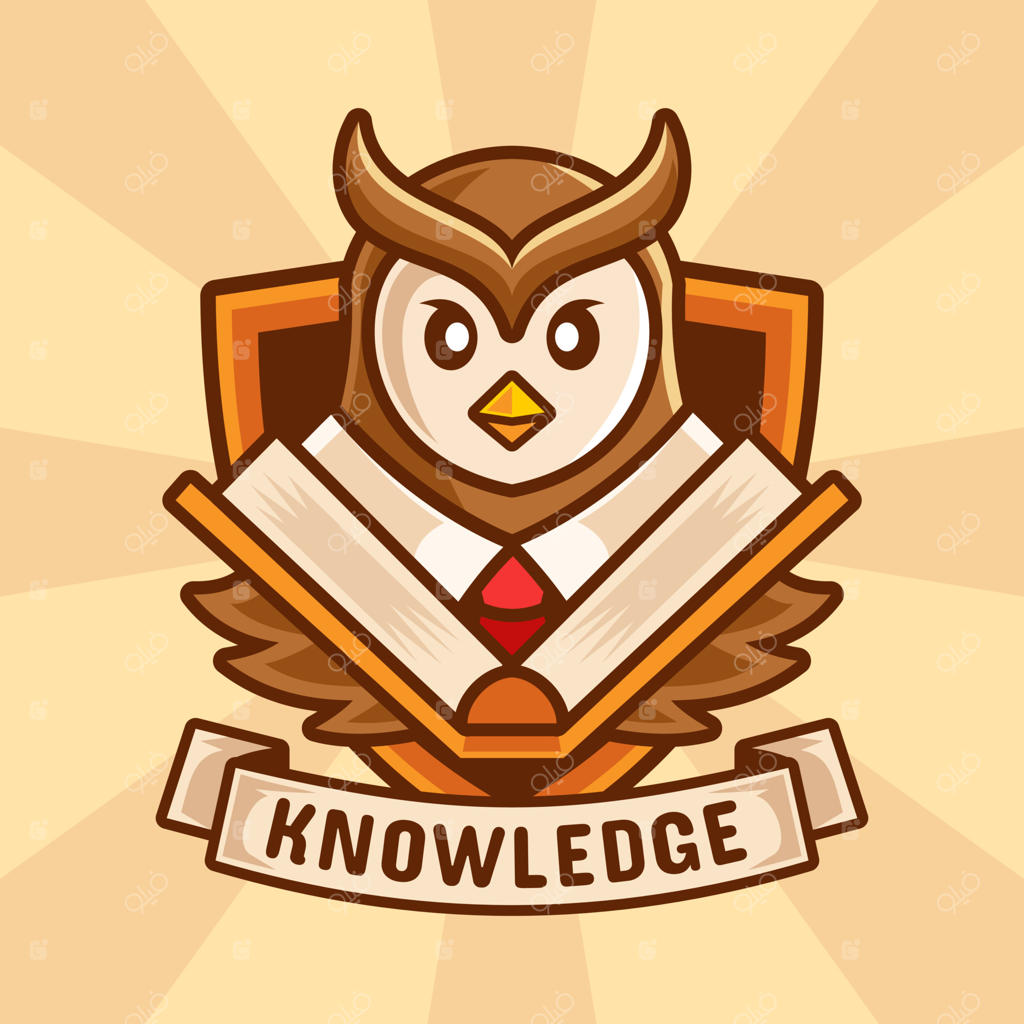 تصویرسازی کارتونی جغد معلم با کتاب