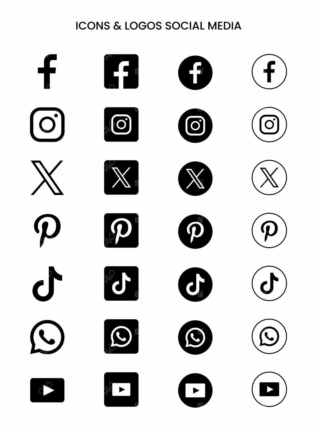 آیکون‌ها و لوگوهای تک‌رنگ شبکه‌های اجتماعی