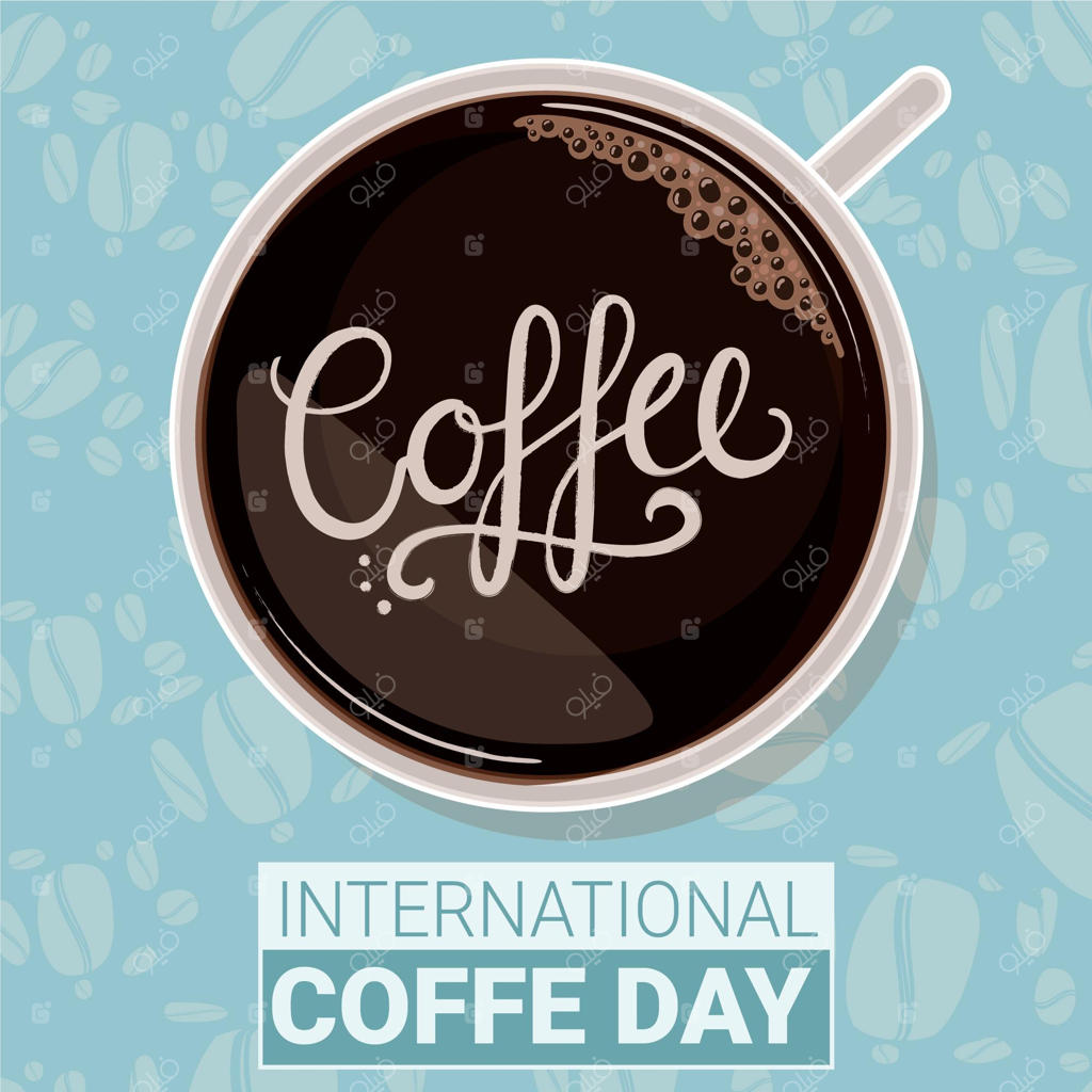 طراحی مسطح روز جهانی قهوه