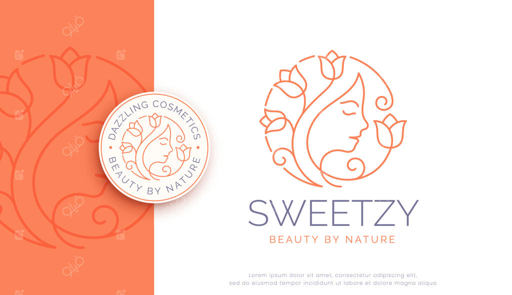 طراحی لوگوی سالن زیبایی با طرح زن و گل