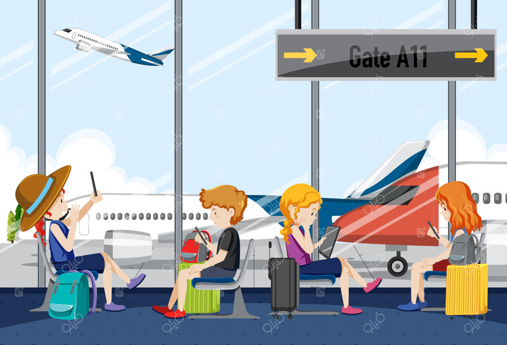 صحنه‌ای از مسافران منتظر در دروازه خروجی