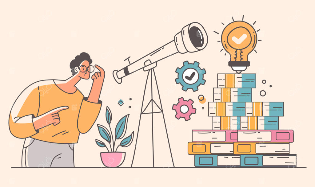 طراحی گرافیکی مفهوم موفقیت و رشد در چشم‌انداز آینده کسب و کار