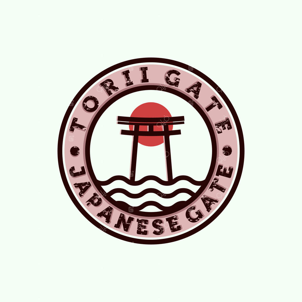 تصویر طراحی لوگوی مدرن و خلاقانه توری، دروازه سنتی ژاپنی - مفهوم نماد مقدس شینتو در ژاپن