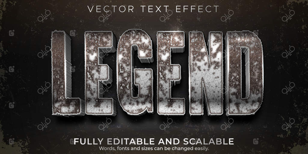 افکت متن افسانه‌ای: استایل متن فلزی و فرسوده قابل ویرایش