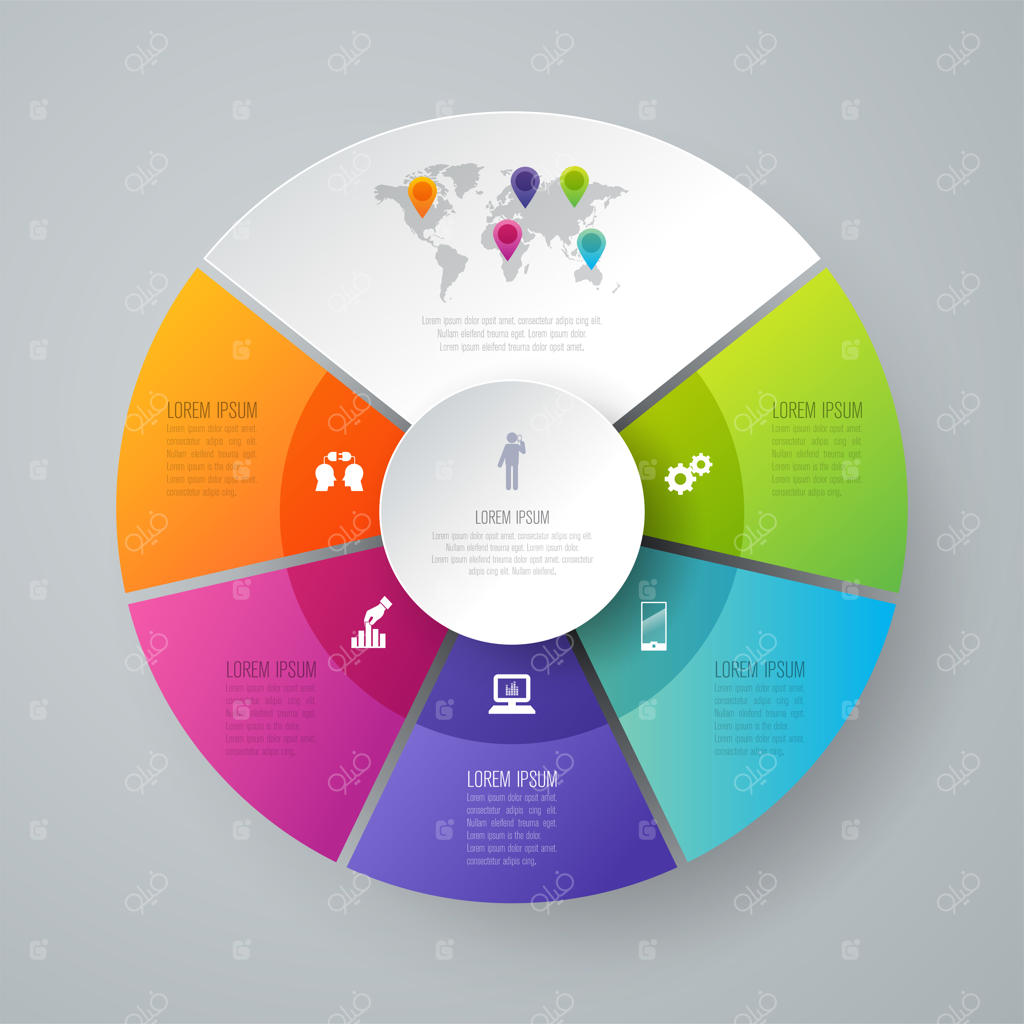المان‌های اینفوگرافیک ۵ مرحله‌ای کسب‌وکار برای ارائه