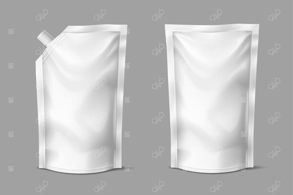 ماکت پاکت ایستاده با نازل و کیسه بسته‌بندی