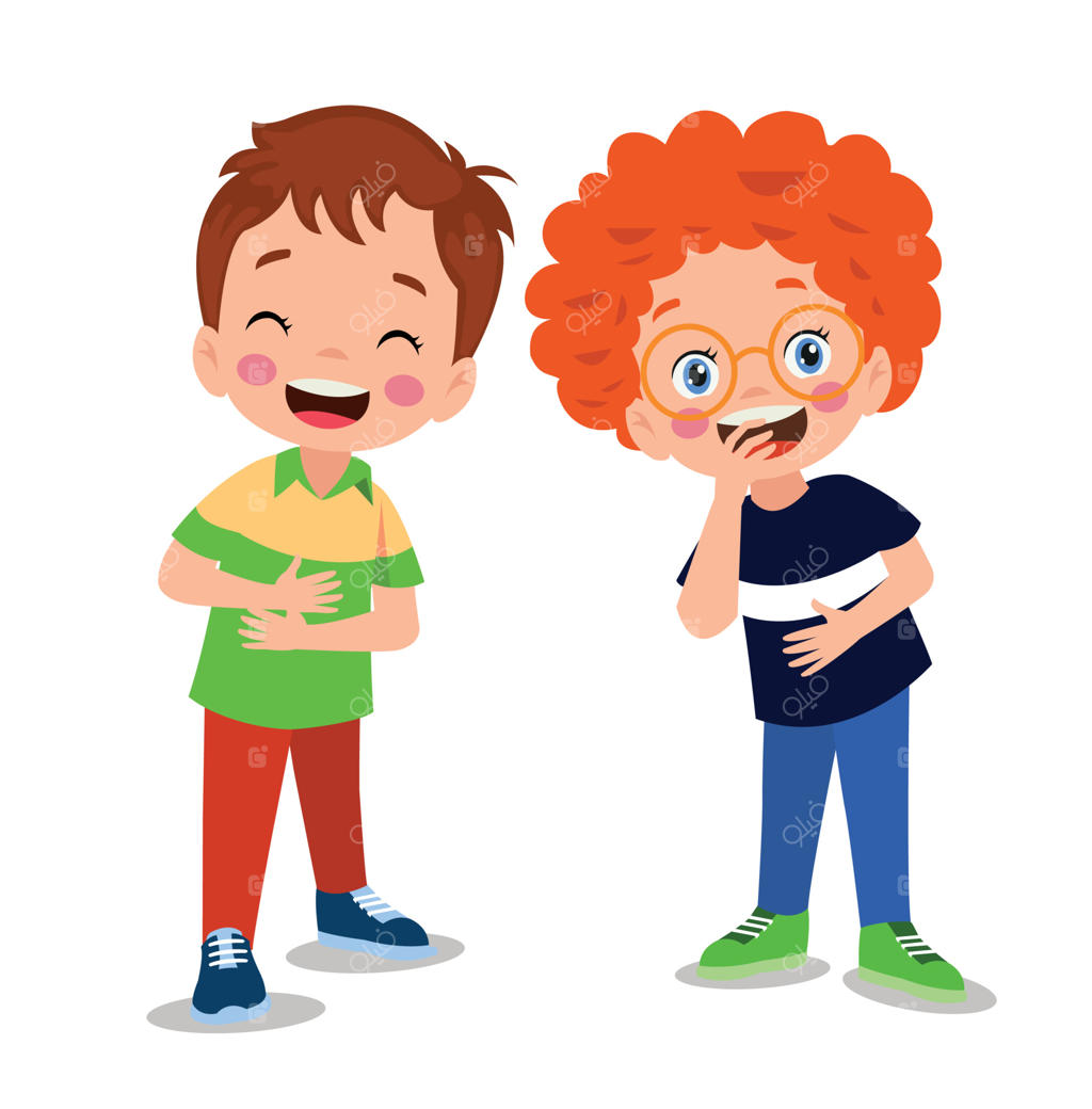 پسر کوچولوی بامزه با دوستش می‌خندد