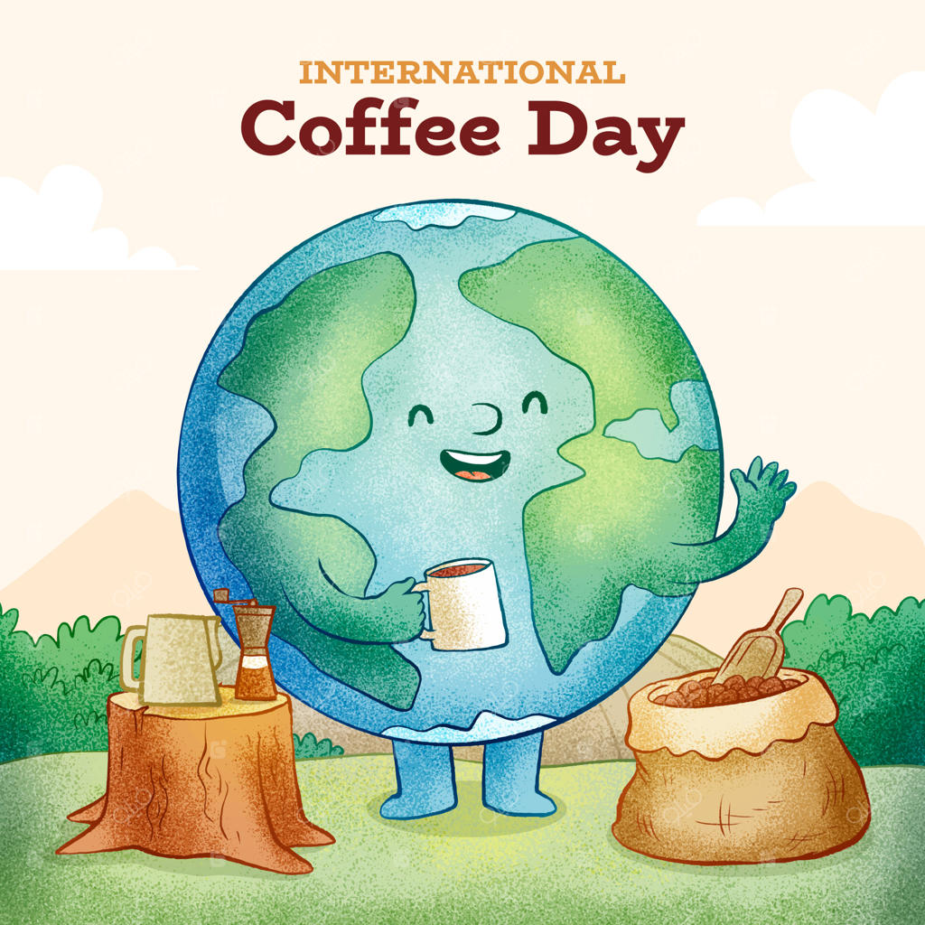 نقاشی دستی به مناسبت روز جهانی قهوه