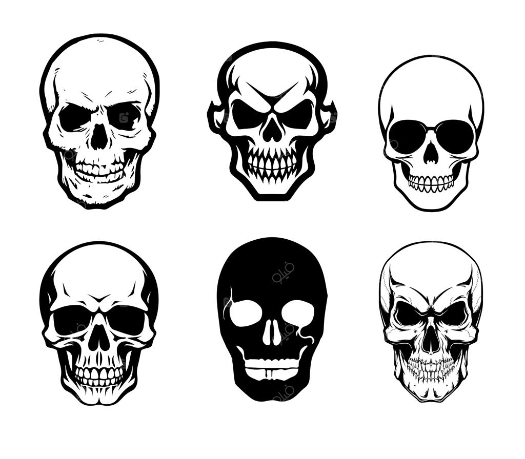 مجموعه وکتور طرح لوگو و آیکون جمجمه