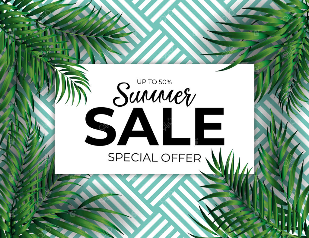 پس‌زمینه فروش تابستانی نخل‌های طبیعی استوایی - تصویر وکتور