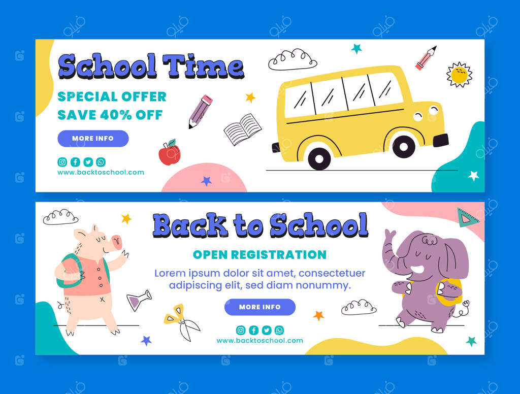 مجموعه بنرهای افقی بازگشت به مدرسه