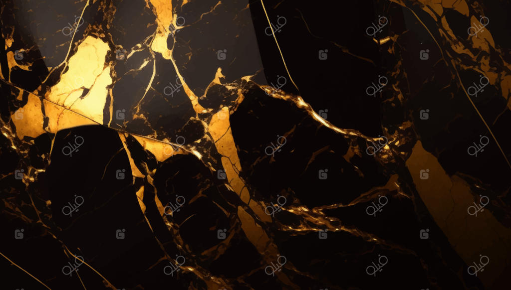 بافت مجلل سنگ مرمر مشکی و طلایی - طراحی پانورامای بافت مرمر