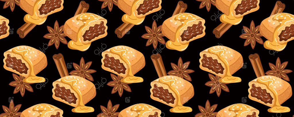 الگوی نان‌های شیرین با ادویه‌ها و لعاب حرفه‌ای وکتور