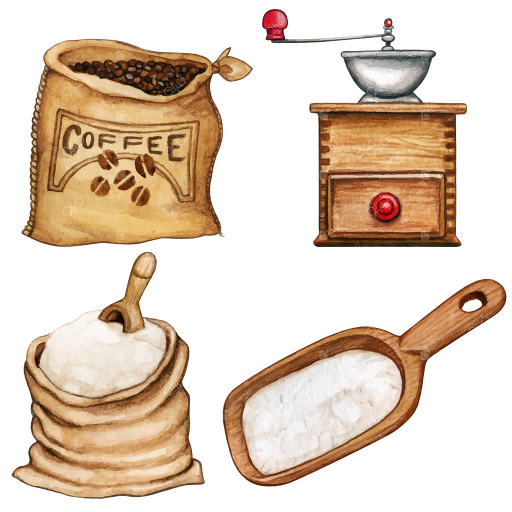 آبرنگ: مواد اولیه و ابزارهای باکیفیت، قهوه و آرد