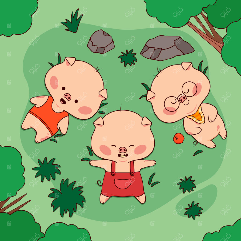 تصویرسازی دستی سه خوک کوچولو